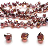 Chengmu 8mm Purple Strawberry Glass Beads for Jewelry Making, Faceted Teardrop Crytal Prism Spacer Beads for Pendants Bracelet N