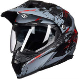 ILM Off Road Motorcycle Dual Sport Helmet Full Face Sun Visor Dirt Bike ATV Motocross Casco DOT Certified Model 606V(Grey Red, M