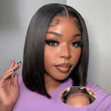 omswet Bob Wig Human Hair 200 Density Pre Cut Lace Glueless Wig Wear and Go 5x5 HD Lace Closure Straight Wigs For Black Women Gl