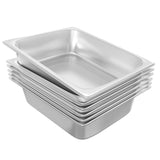 EGGKITPO 1/2 Hotel Pans Half Size 6-Pack 4 Inch Deep Silver Stainless Steel Steam Table Pan Tray for Food, Catering Pan for Cafe