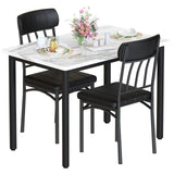 AWQM 3 Piece Dining Table Set, Small Industrial Kitchen Table and 2 Chairs, Kitchen Breakfast Dining Table Set, Breakfast Table 