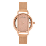 Joker & Witch Futuristic Rosegold Dial 16Mm Rose Gold Steel Mesh Watch For Women
