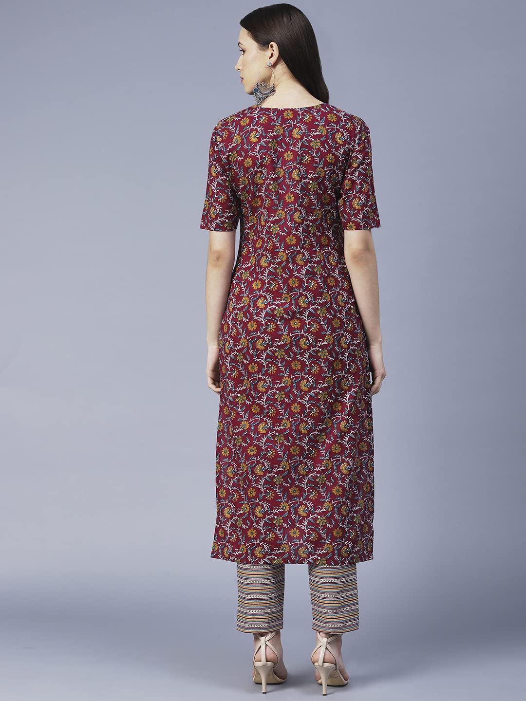 Anni Designer Women'S Cotton Blend Printed Straight Kurta With Pant (Slksw-Multi_Xl_Multi_X-Large) Multicolour,Multicolour,XL,Cotton Blend,Regular,Pants