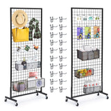 Eastern Tree Grid Wall Panels, Gridwall Panels Stand with T-Base, Black Wire Grid Wall Panel Display with Wheels, Craft Fair Dis