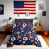 Feelyou Sports Theme Bedding Set Full Size Basketball Football Baseball Hockey Comforter Set for Kids Boys Girls Teens Toddler B