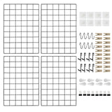 CIKLCIX Metal Wire Wall Panel, Wire Mesh Organizer, 17.3 11.8 Black Wall Grid, 4-Pack with Clips and Hooks