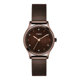 Timex Analog Watch For Women With Brown Round Dial & Brown Stainless Steel Bracelet Band Water Resistant Women'S Wrist Watches -