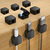 9 Black Magnetic Cable Clips,Under Desk Cable Management,Cord Holder for Nightstand Home Office Car Phone Wall,2025 Adhesive Cor