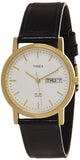 Timex Classics Analog Watch For Man With White Round Dial & Black Leather Strap Band Water Resistant Men'S Wrist Watches - A500