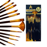Artzia Artists Painting Brushes | Professional Round Pointed Tip Nylon Hair | Assorted Sizes | Multiple Bristles Brushes for Acr