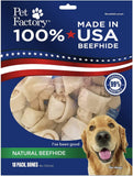 Pet Factory 100% Made in USA Beefhide 4 Knotted Bones Dog Chew Treats - Natural Flavor, 18 Count/1 Pack