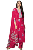 Anni Designer Women'S Rayon Viscose Floral Straight Kurta With Pant & Dupatta (Belagavi Mustard_Pink_Medium),Pink,M
