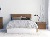 Nexera 3-Piece Bedroom Set with Bed Frame, Headboard & Nightstand, Full|Walnut & White