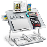 Laptop tray, SAIJI 60*45cm Table lap for bed, Multi-purpose Premium Lapdesk, Height Angle adjustable, with Book Stand, Drawer, T