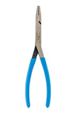 Channellock 718 8Inch Flat Nose Pliers | Duckbill Jaw Pliers with Extra Long Nose and Crosshatch Teeth Pattern Designed for Har
