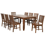 Sunset Trading Simply Brook 9 Piece 72 Rectangular Extendable Table Dining Set | 8 Slat Back Chairs| Amish Brown | Seats 8