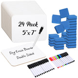 Affrolling 24 Sets Small Whiteboard Dry Erase Boards 5 x7 Mini Double Sided Dry Erase Lap Boards with Markers Erasers Pen Hold