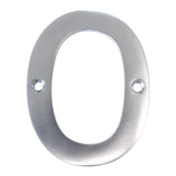 RCH Hardware 2270SC075 | Solid Brass 3 Tall House Number 0, Satin Chrome Matte Silver Matching Screws Included