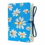 Zosiana Designs PU Leather Hardcover Notebook Blue Botanical Floral Cover with Printed Edge Design, 380 Lined Pages, Tie Closu