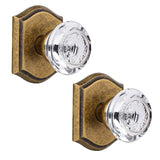 CLCTK Crystal Glass Dummy Door Knob, Hall and Closet Antique Brass Dummy Door Handles Non-Turning Single Side, 2 Pack