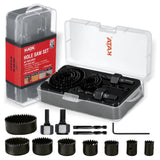 KATA 12PCS Hole Saw Kit 3/4-2-1/2 (19-64mm) Hole Saw Set with Mandrels Hex Key, Ideal for Soft Wood, PVC Board, Plywood, Drywall