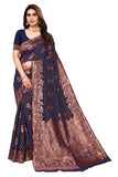 Gosriki Women'S Banarasi Silk Saree (Sdgrk-306-Gs-Dark Blue_Dark,Dark Blue,,B0BYT22J6V