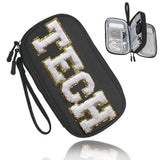 COSHAYSOO Small TECH Pouch Electronics Organizer Travel Bag Chenille Letter Case Personalized Women Graduation Gift for Her, Cor