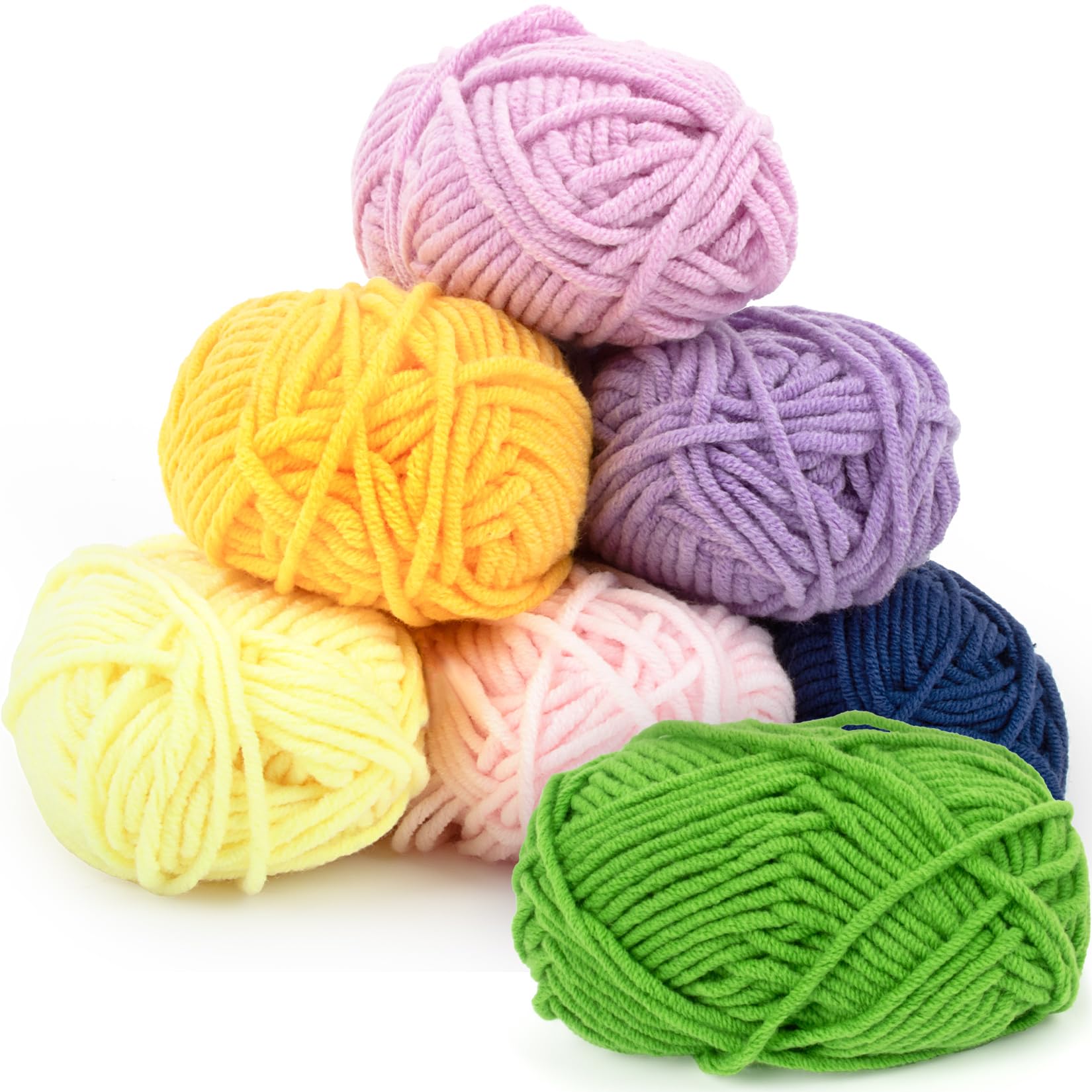 7x15g Cotton Yarn for Crocheting - Soft Crochet Yarn Bulk for Crafts Multicolor Skeins for DIY Handicraft, Scarves, Ideal Gift f