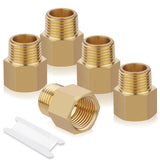 Ailbiuko 5 PCS Brass Pipe Fittings,1/2 NPT Thread Male x 1/2 NPT Thread Female Adapter Extension Fittings Brass fitting