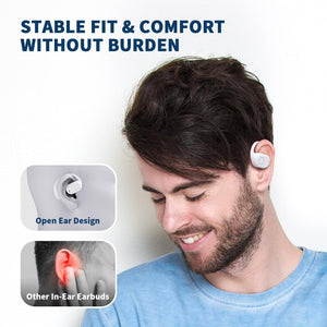 PSIER Open Ear Bluetooth Headphones, 40 Hours Playtime Bluetooth 5.3 Wireless Sports Earbuds with Digital Display Charging Case,