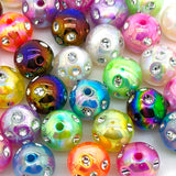 YIQIFLY Colorful Rhinestone Beads Round Spacer Beads for Jewelry Bracelet Necklace Pen Bag Chain Making Crafts Supplies (16mm Rh