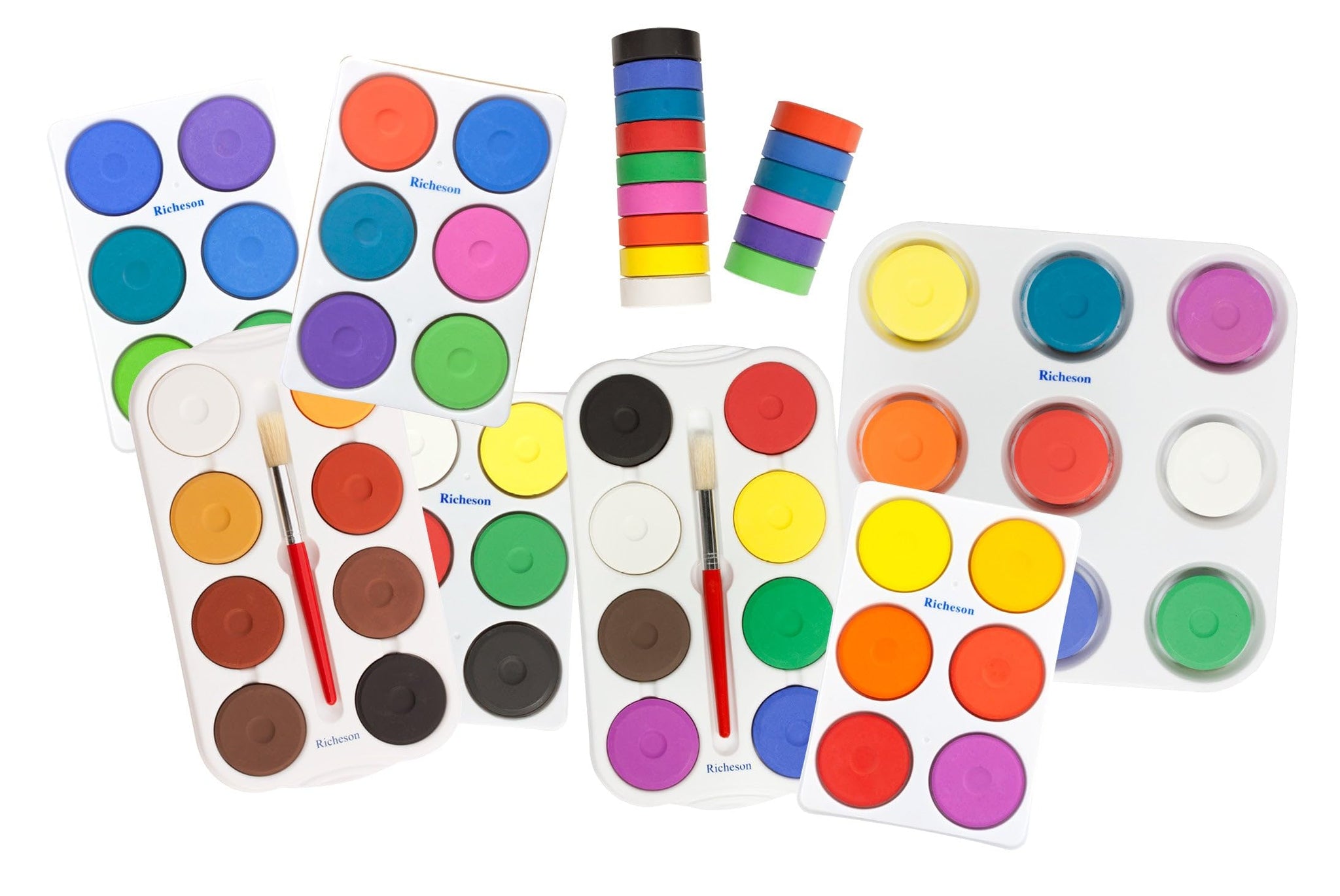 Jack Richeson Large Tempera Cakes, Cool Colors, Set Of 6