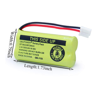 QBLPOWER BT18433 BT28433 BT184342 BT284342 BT1011 BT-1011 2.4V 500mAh Ni-MH Replacement Battery Cordless Phone CS6209 CS6219 CS6