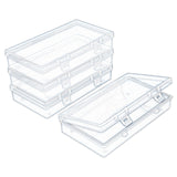 Thintinick 4 Pack Rectangular Clear Plastic Storage Containers Box with Hinged Lid for Beads and Other Small Craft Items (6.1 x 