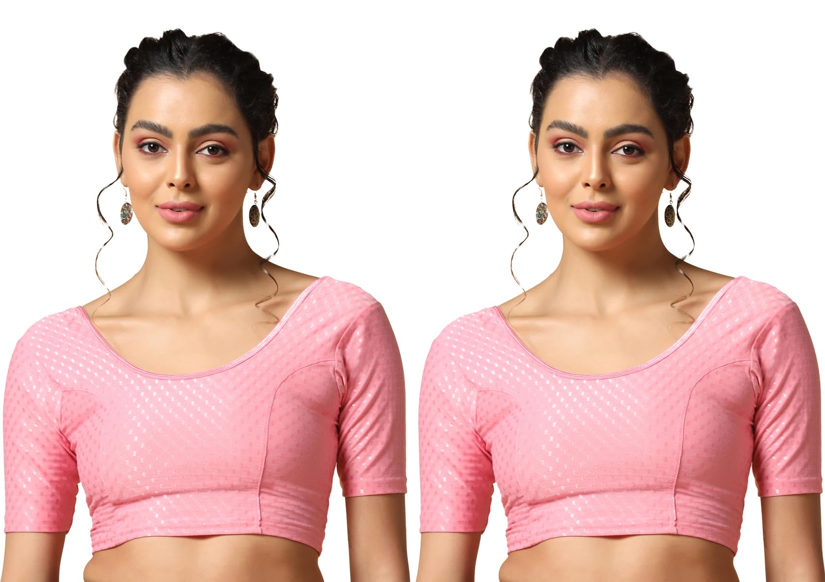 Toplot Cotton Blend Lycra Stretchable Readymade Blouses Pack Of 2 (Combo-5058-Bbp-Bbp-28),Baby Pink-Baby Pink,28,B0CV59QVNG