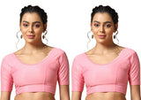 Toplot Cotton Blend Lycra Stretchable Readymade Blouses Pack Of 2 (Combo-5058-Bbp-Bbp-28),Baby Pink-Baby Pink,28,B0CV59QVNG