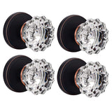 SHINY HANDLES Glass Door Knobs Interior, Crystal Dummy Door Knobs for Hall and Closet, Oil Rubbed Bronze (4 Pack)