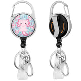 Gctriki Axolotl Badge Reel Retractable Heavy Duty with 360 Swivel Carabiner Clip, Work ID Badge Holder Retractable Clip, Student