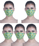 9 Impression Unisex Face Mask Washable & Reusable Outdoor Protection Mask 2 Layer Yellow & Blue Pack of 5