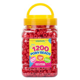 1100+ pcs Pony Beads Bulk for Bracelet Making,Red Plastic Beads for Hair Braiding DIY Crafts Kandi Jewelry Key Chains and Orname