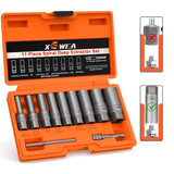 XEWEA 11PCS Deep Spiral Bolt Extractor Kit, Bolt & Nut Remover Easy-Out Set, Deep Socket Tools For Removing Broken, Frozen, Rust