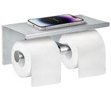 Double Toilet Paper Holder with Shelf - Alpine Rust Resistant Dual Roll Brushed Stainless Steel Toilet Paper Holder with Phone S