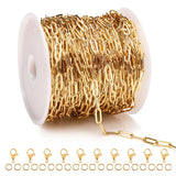 LinHomguy [16.5 Ft] Gold Chain for Jewelry Making, 18K Gold PVD Plated Charm Chains for Jewelry Making, Gold Color Retention Pap