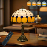 12 Inch Tiffany Table Lamps with Remote Control, Stained Glass Lamp with Stepless Dimmable Colors Temperature & Brightness for L