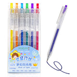 FunBlast Glitter Pens Pack of 6 Sparkle Glitter Pens for Art and Craft Work, Sketching and Writing, Japanese Pens, Kawaii Pens