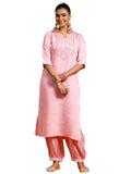 Libas Women'S Silk Blend Embroidered Kurta Set (Gs955_Pink
