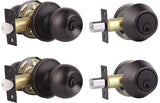 2 Pack Keyed Alike Entry Door Knob And Single Cylinder Deadbolt Lock Set Security For Entrance And Front Door, Exterior Door Loc