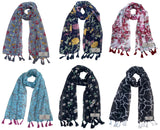 Fusfus WomenS Printed Chiffon Scarves And Stoles, Free Size(Multicolour, Fs1702) Pack Of 6 (Multicolor3)