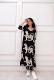 Gosriki Women'S Cotton Blend Straight Animal Printed Kurta With Pant (Lanka Black-Gs_M_Black_Medium),Black,,B0D3QRT53H