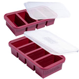 Souper Cubes 1 Cup Silicone Freezer Trays with Lids, Cranberry, 2-Pack